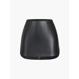 Commense Black Faux Leather Zippered Mini Retro Skirt Medium